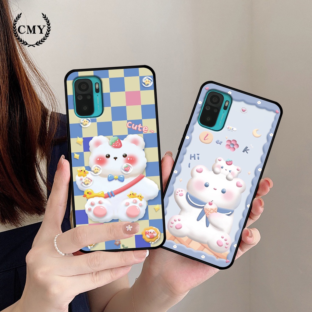 Ốp lưng Xiaomi Redmi Note 10- Note 10s - Note 10 Pro in hình caro gấu thỏ dễ thương