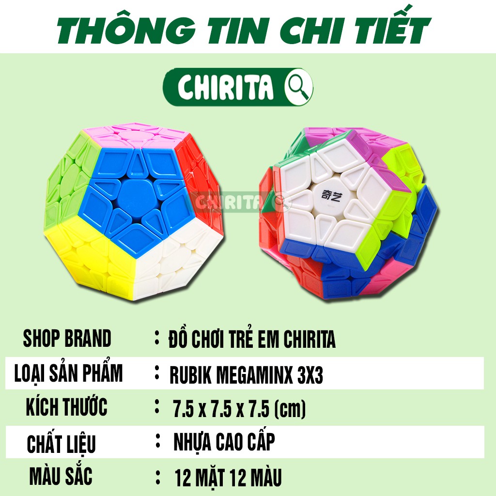 Rubik Biến Thể 12 Mặt MEGAMINX 3x3 LOẠI TỐT (Chìm) - Khối Rubik Xoay Trơn, Đồ Chơi Trẻ Em CHIRITA (shop có rubik 3x3 ..)