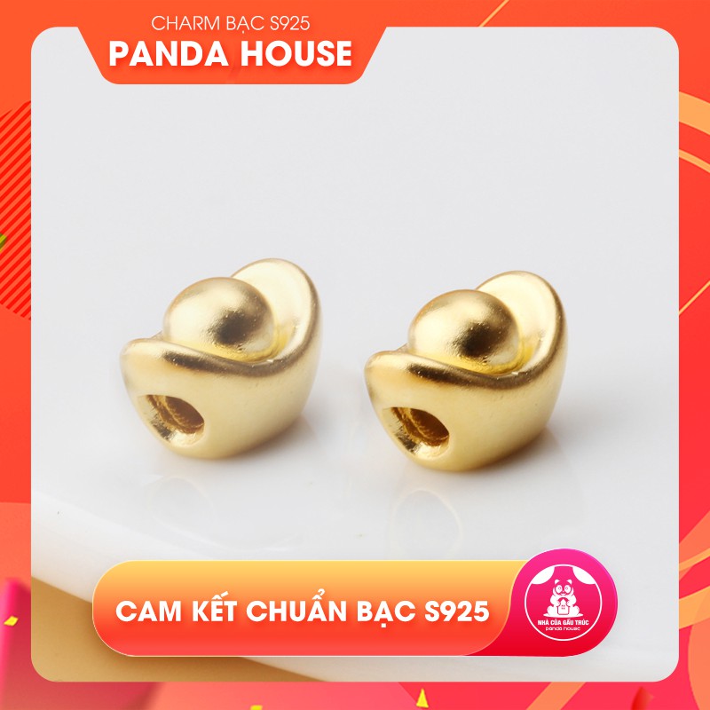 Charm bạc mạ vàng hình nén vàng 12mm - Panda House