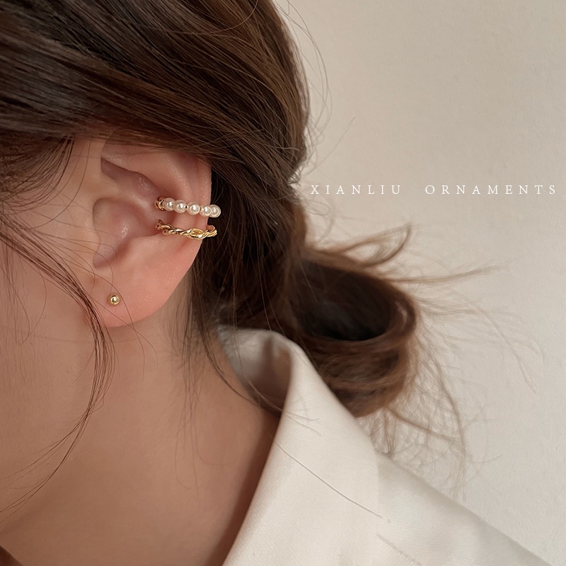 Khuyên Kẹp Vành Tai Đính Ngọc Trai Chống Lộ Phong Cách Retro Pháp 2022 Thời Trang Dành Cho Nữ