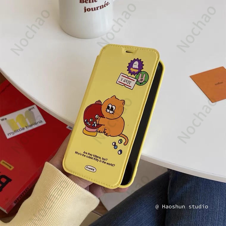 Bao Da Điện Thoại Nắp Lật In Hình Mèo Kitty Cho Iphone 13 12pro 11 XR Max 7 8plus