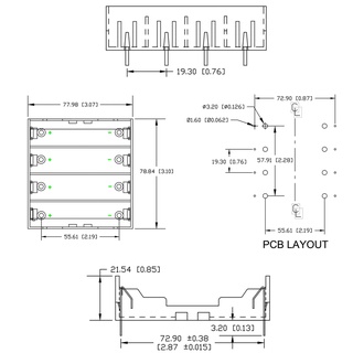 Đế pin 18650 hàn PCB 1/2/3/4 cell