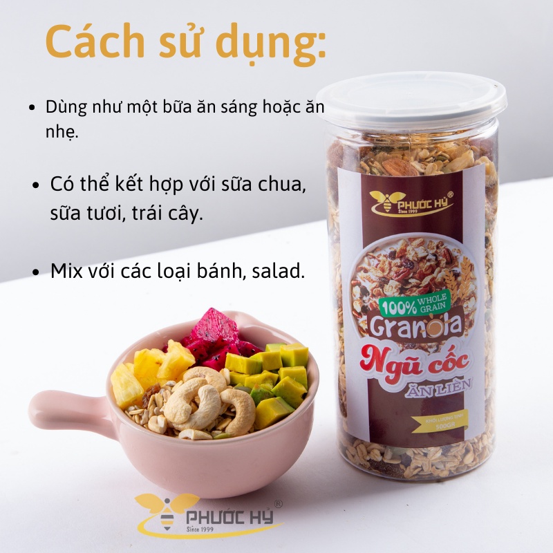 Ngũ cốc giảm cân granola sấy không đường được mix 11 loại Hạt &amp; Quả dinh dưỡng eat clean