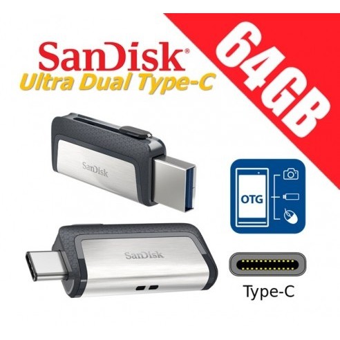 USB OTG Sandisk Ultra Dual Type-C 3.1 64GB 150MB/s (Bạc) | BigBuy360 - bigbuy360.vn