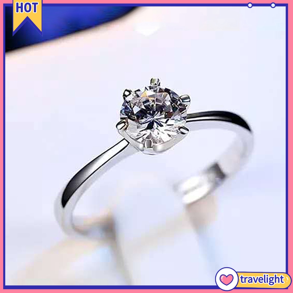 (Travelight) Nhẫn đính đá zircon sang trọng có thể điều chỉnh kích thước