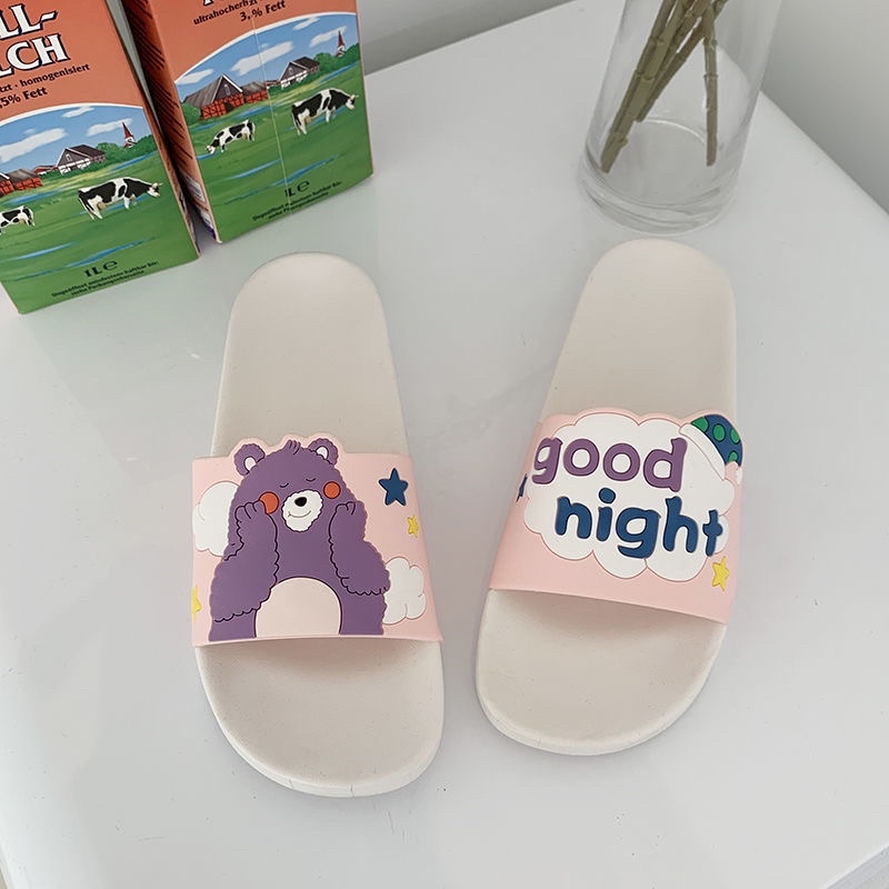 Dép quai ngang nữ GOOD NIGHT đi trong nhà cute họa tiết hoạt hình ngộ nghĩnh dễ thương Unisex.