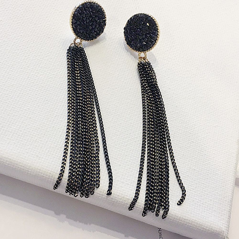 Bông tai dạng tua rua đính đá xinh xắn