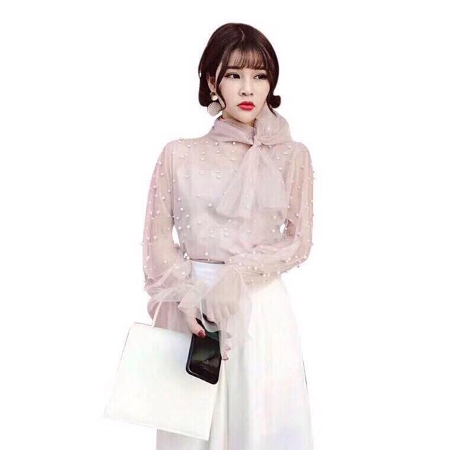 Áo nơ voan 2 lớp