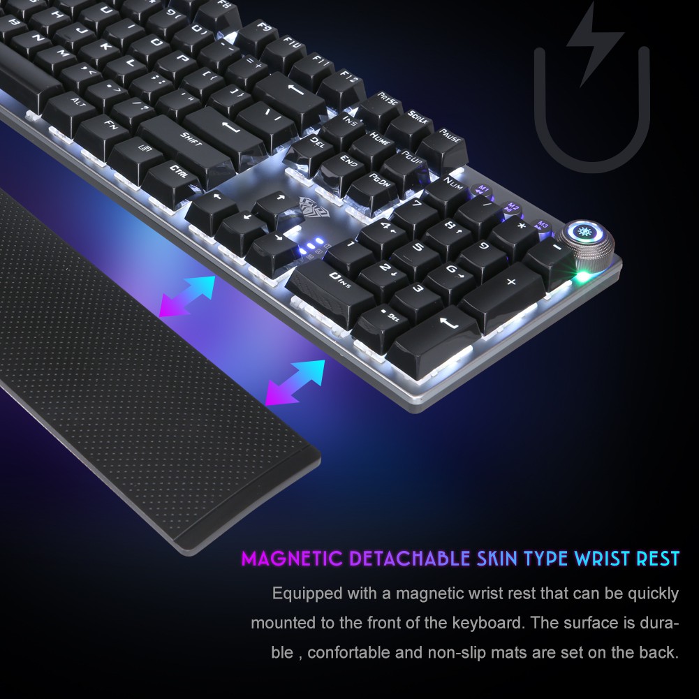 AULA F2058 / F2088 Authentic Mechanical Gaming Keyboard Wrist Rest Multimedia Marco knob Programmable Metal Panel LED Backlight