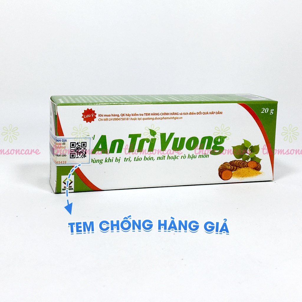 Kem An trĩ vương - Tuýp 20g từ nghệ nano, cao diếp ca, trầu không, hỗ trợ ngừa táo bón