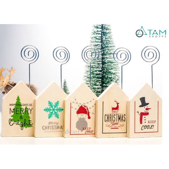 Kẹp giấy Note ngôi nhà gỗ Noel để bàn nhỏ xinh XMAS-KG-02 TAN