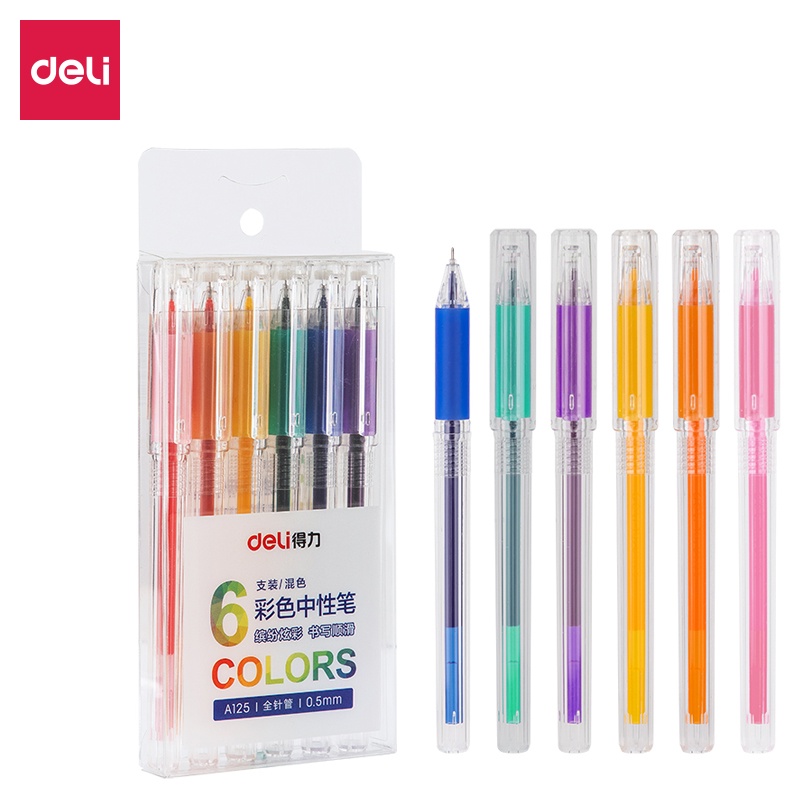 Set 6 bút mực gel nhiều màu ngòi 0.5mm A123