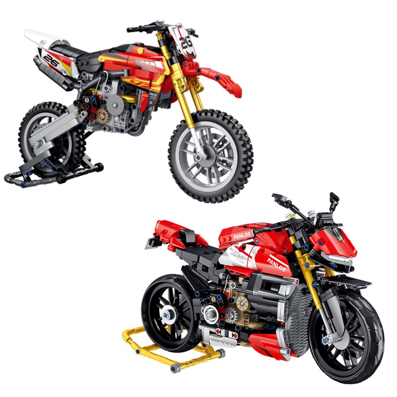 đồ chơi giáo dục Lắp Ráp mô hình Xe máy Panlos 672005 672006 Yamaha YZ450 Ducati Street Fighter V4SP