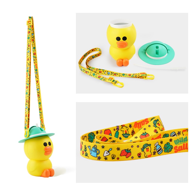 Bình nước thể thao có ống hút họa tiết hoạt hình 3D sáng tạo