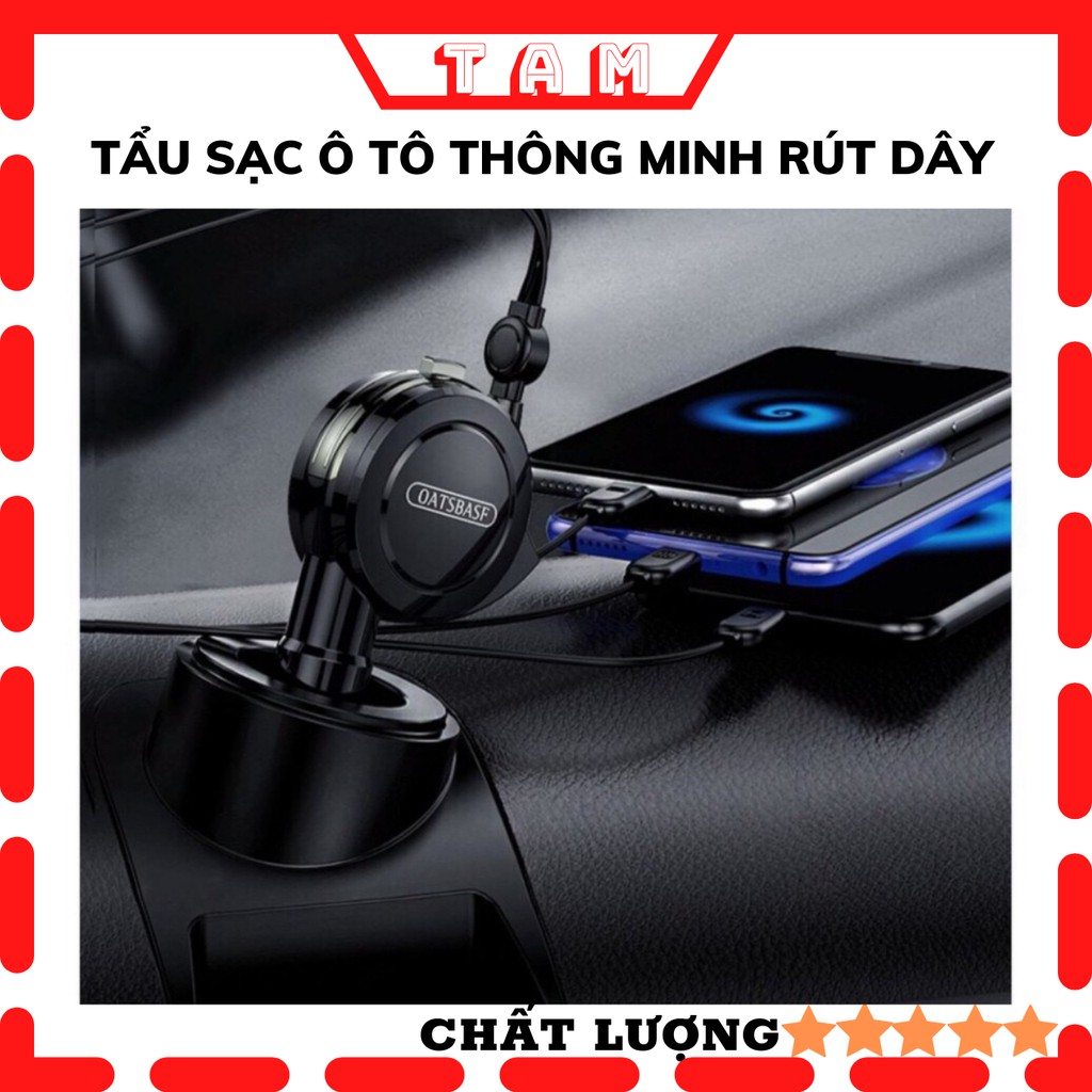 Công nghệ mới.tẩu sạc ô tô rút dây hàng chính hãng OATBASF dài 1 mét