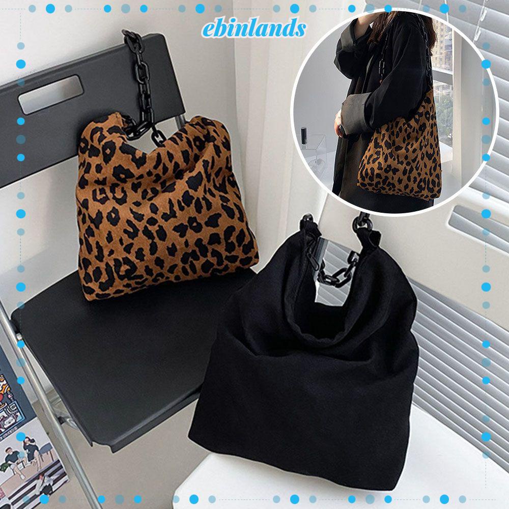 Túi Tote Đeo Vai / Xách Tay Bằng Nhung In Họa Tiết Da Báo Sức Chứa Lớn Phong Cách Châu Âu