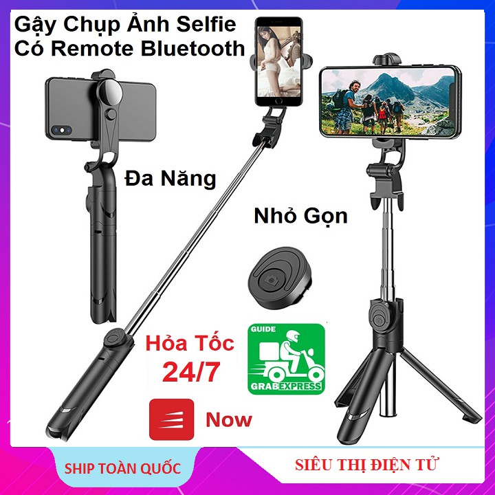 Tripod XT02 Bluetooth 3 Chân Đa Năng, Kiêm Gậy Chụp Hình Tự Sướng - Xoay Được Dọc Và Ngang Hiện Đại