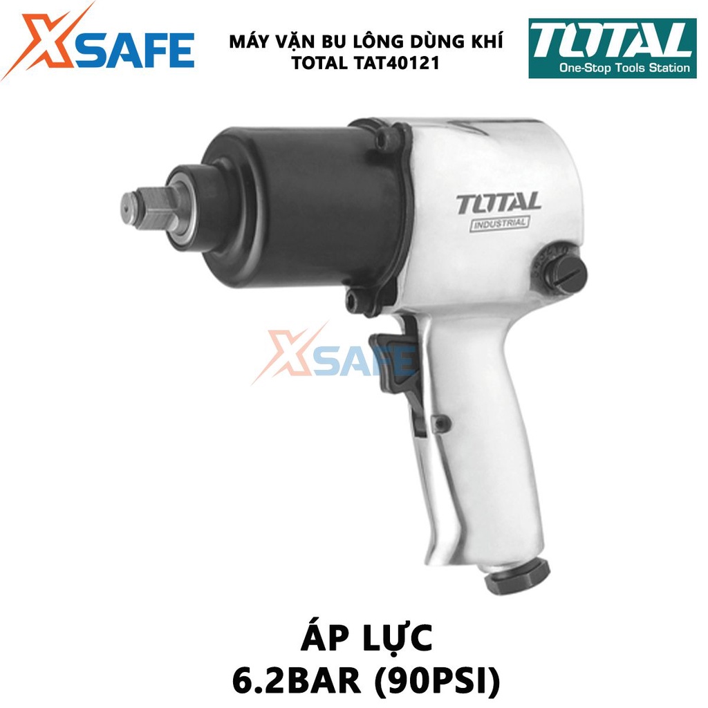 Máy siết bulong khí nén TOTAL TAT40121 đầu vặn vuông 12.5mm(1/2&quot;), dài 185mm, đầu lọc khí 1/4&quot;, ống khí 3/8&quot; - xsafe