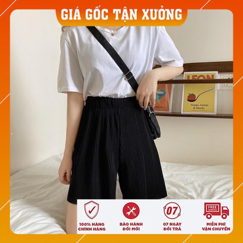 [FREESHIP] [ Mã WASTHOT giảm 10K đơn bất kỳ] Quần Short Nữ Dập Li Ống Rộng 🦋 Quần Đùi Nữ Cạp Chun Màu Đen 🦋