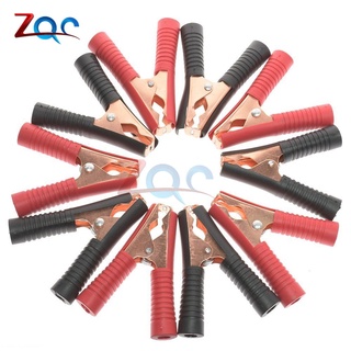 Set 2 kẹp hàm cá sấu 100A màu đỏ + đen 90mm