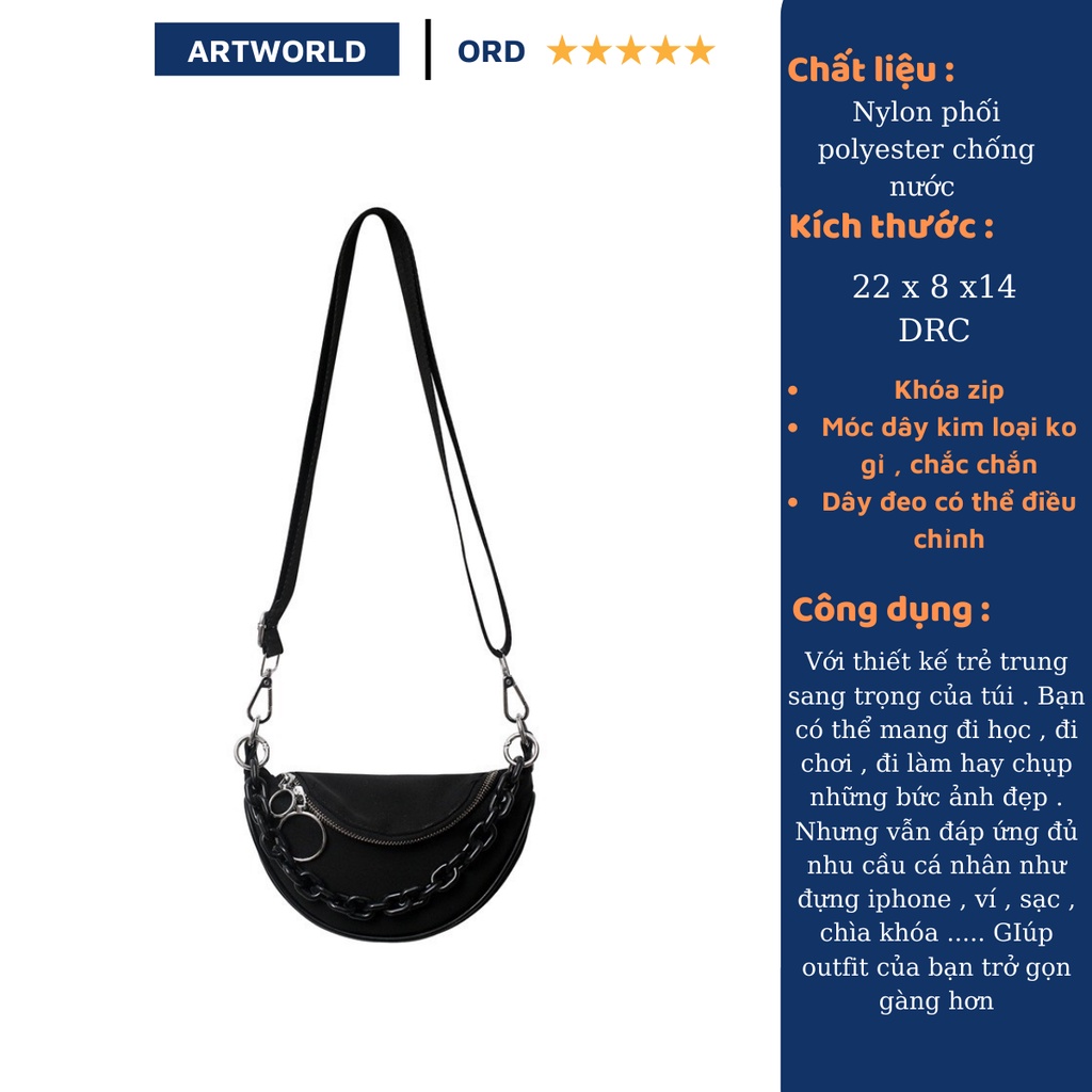 Túi đeo chéo nam nữ mini đựng điện thoại phong cách hàn quốc phối dây xích  ARTW TDC003