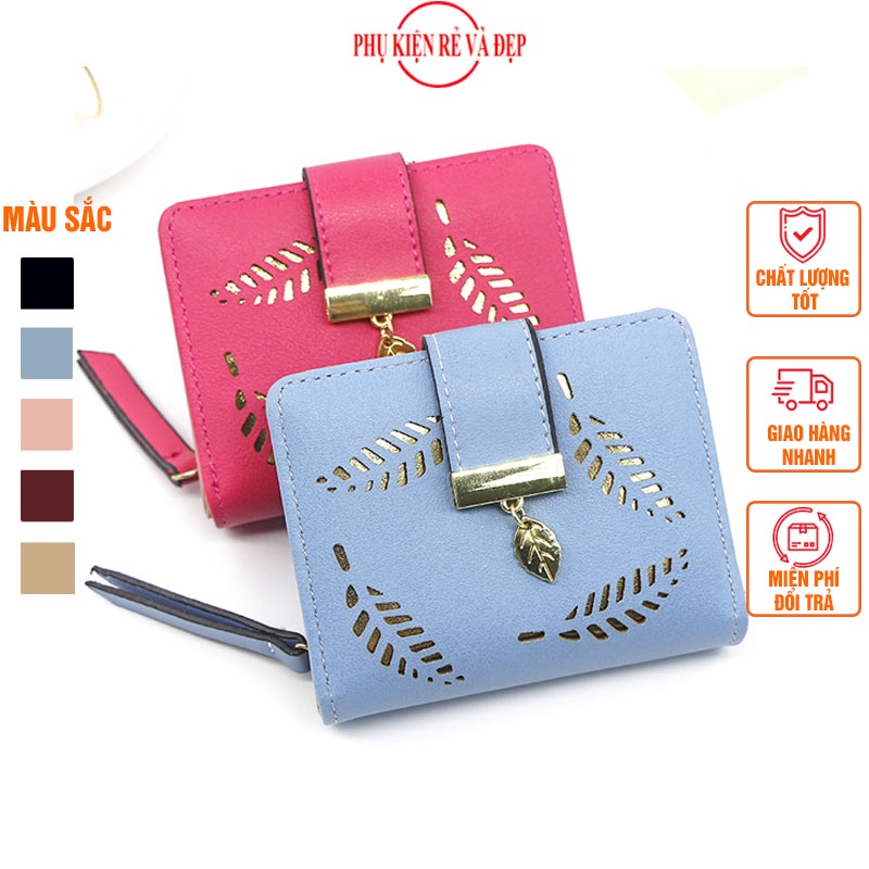 Ví Ngắn Nữ Mini Cầm Tay LEAF Gấp 3 Nhỏ Gọn Nhiều Ngăn Tiện Dụng PKR19
