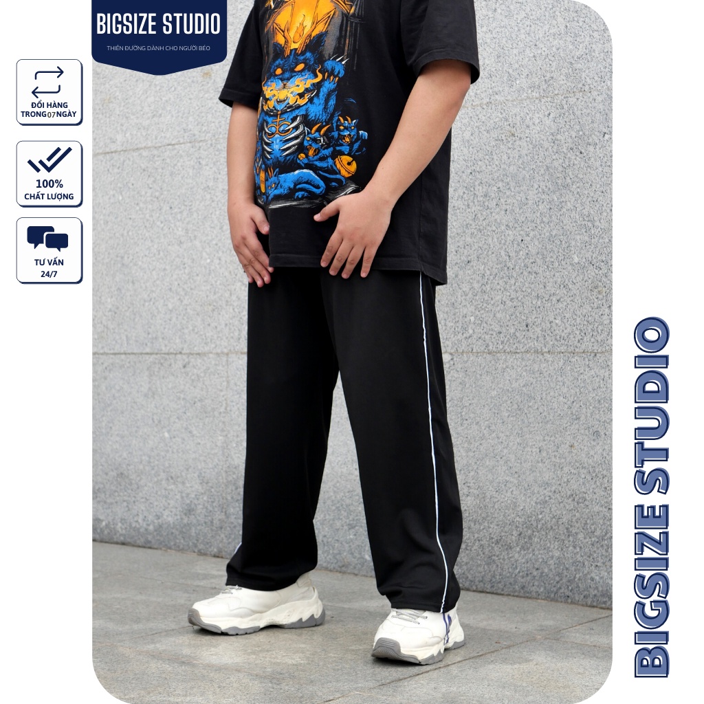 Quần ống rộng ống suông baggy 1 SỌC BÉ dành cho người béo BIGSIZE STUDIO