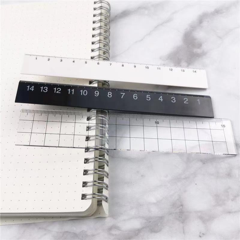 Thước đo MUJI hai mặt trong suốt chất liệu acrylic màu trắng đen 15cm