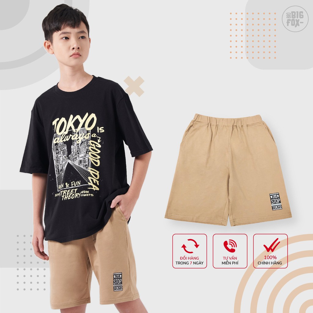 [Hàng Việt Nam] Quần Bé Trai Bigfox Quần Đùi Cho Bé Tới Size Đại Chất Cotton Mùa Hè In LoGo TOKYO 12-15