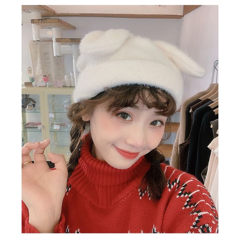 Nón Len Tai Thỏ Cực Cute