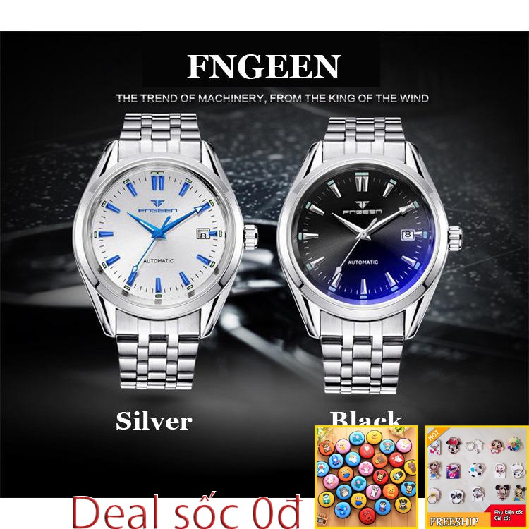 Đồng hồ nam cơ tự động FNGEEN automatic, chống nước chống xước, có lịch ngày