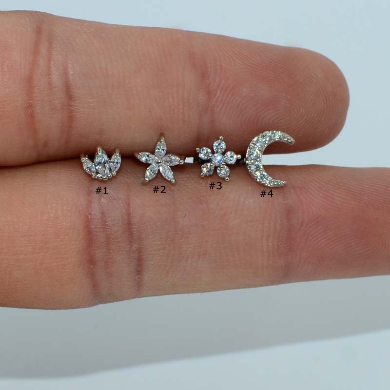 1 Khuyên Tai Hình Hoa/Mặt Trăng Thời Trang Cá Tính 16G