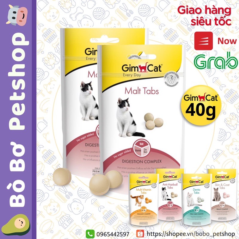 GimCat Malt Tabs - Viên snack hỗ trợ tiêu búi lông cho mèo