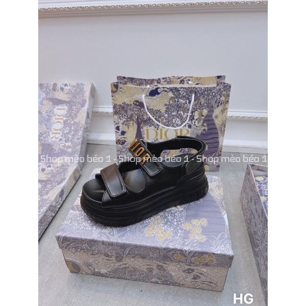 Sandal cd tag chữ quai dán ngang đế cao fullbox