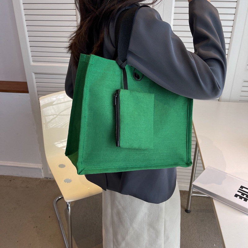 Túi Xách Nữ Vải Lanh Cỡ Lớn Thiết Kế Đơn Giản