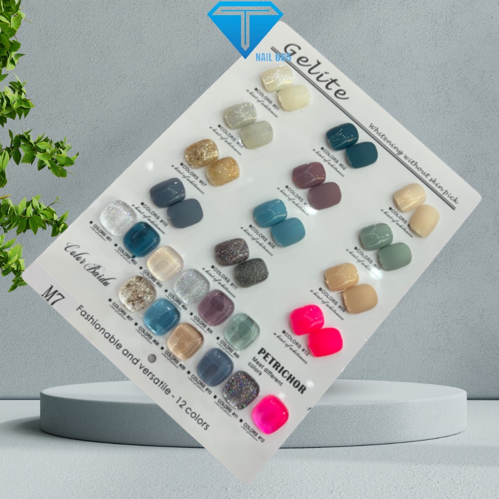 Sơn Móng chân tay nail , Sét sơn 12 màu gel nhũ neon tặng bảng màu chính hãng
