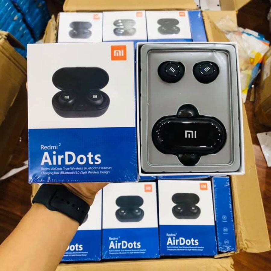 Tai Nghe Bluetooth AirDots Redmi2 Đen True Wireless | Cảm biến tự động kết nối | Bảo Hành 1 đổi 1 | BigBuy360 - bigbuy360.vn