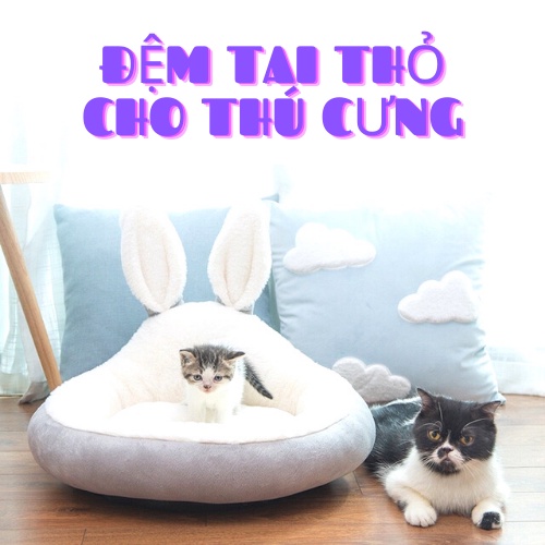 NỆM BÔNG TAI THỎ CAO CẤP CHO CHÓ MÈO- Ổ ĐỆM TAI THỎ CAO CẤP CHÓ MÈO