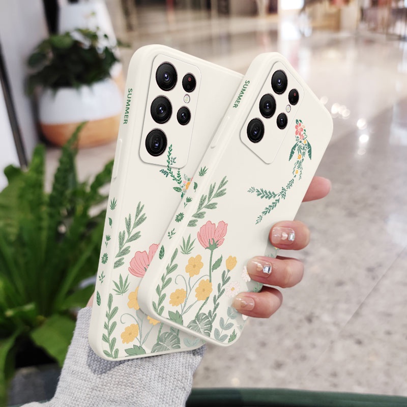 Ôp Điện Thoại Họa Tiết Lá Cây Sáng Tạo Cho samsung galaxy s23 s22 fe ultra plus Ốp