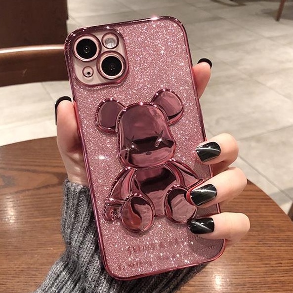Ốp lưng in nổi hình gấu Bearbrick 3D cho iPhone 14 Max / 14Pro / 14Pro Max / 13 Pro Max 12 / 11 / XS Max / 7P / 8P