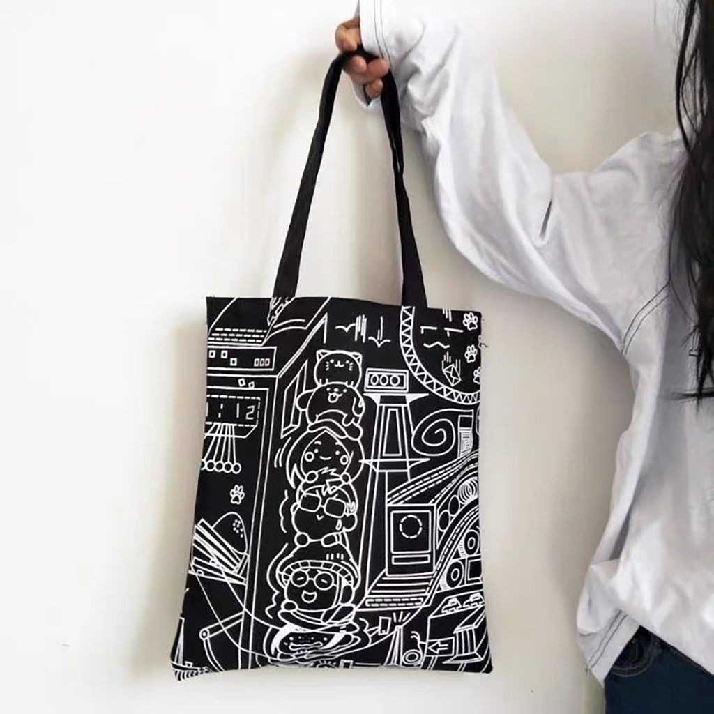 Túi tote vải canvas giá rẻ đeo chéo đi học có khóa kéo phong cách hàn quốc TT200