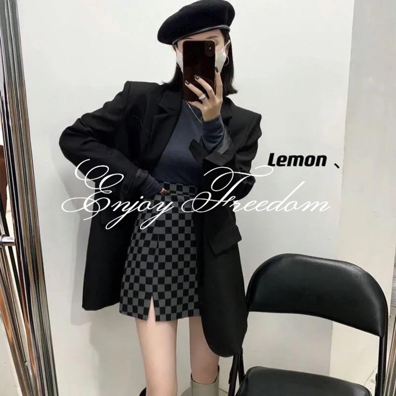 Enjoy Freedom Chân Váy Ôm Hông Họa Tiết Kẻ Sọc Màu Đen Thời Trang Cho Nữ