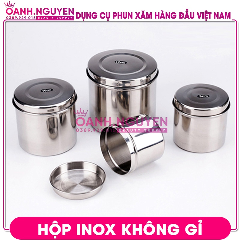 Hộp Inox Không Gỉ/ Đựng Bông, Kim Ngòi Phun Xăm, Phụ kiện