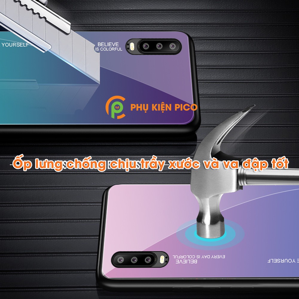 Ốp lưng P30 đổi màu gradient - Ốp lưng Huawei P30 mặt kính màu gradient chống sốc