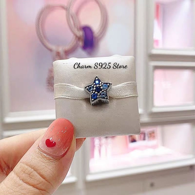 charm pan ngôi sao xanh bạc s925 cao cấp