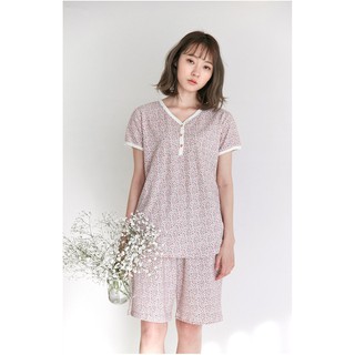 Bộ mặc nhà hoa nhí cổ tim