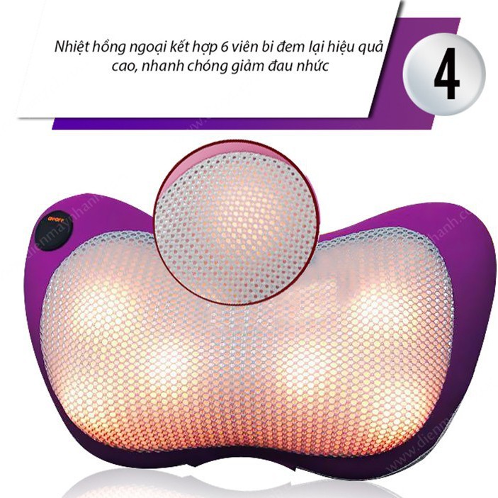 GỐI MASSAGE HỒNG NGOẠI MAGIC PILLOW PL818 Đỏ 6 bi