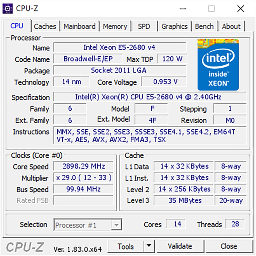 CPU INTEL XEON E5 2680V4  SOCKET 2011. Bảo hành 12T