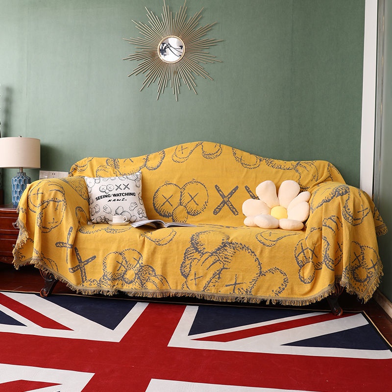 Vỏ bọc ghế sofa 1/2/3/4 chỗ ngồi họa tiết hoạt hình Sesame Street dễ thương