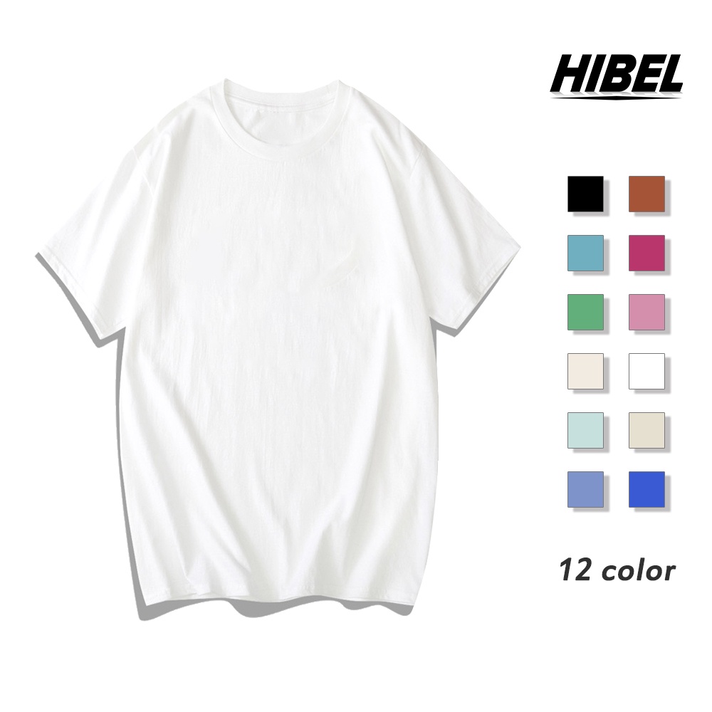 HIBEL Áo Thun Tay Ngắn trơn Sắc Đơn Giản Phong Cách Hàn Quốc